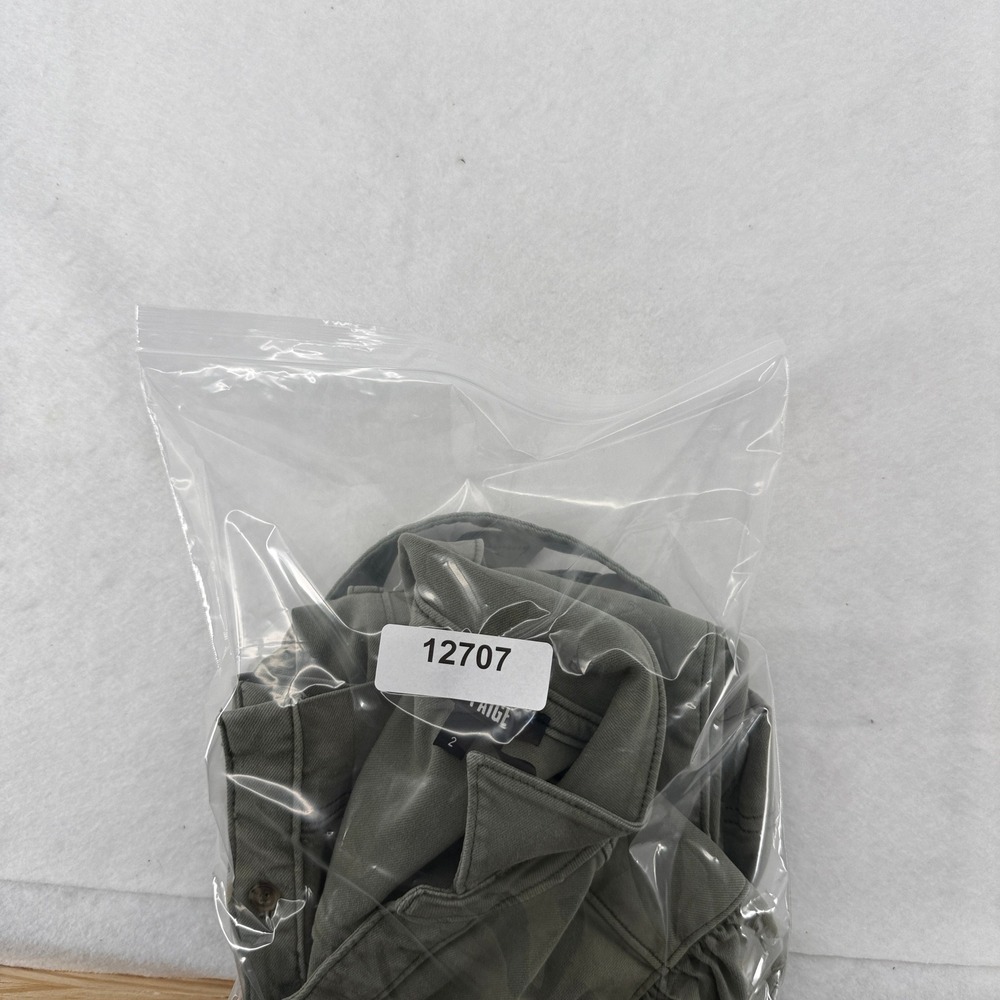 Paige Womens Olive Green Button Front Utility Mini Dress Ruffle Sleeve Size 2 - Picture 2 of 14